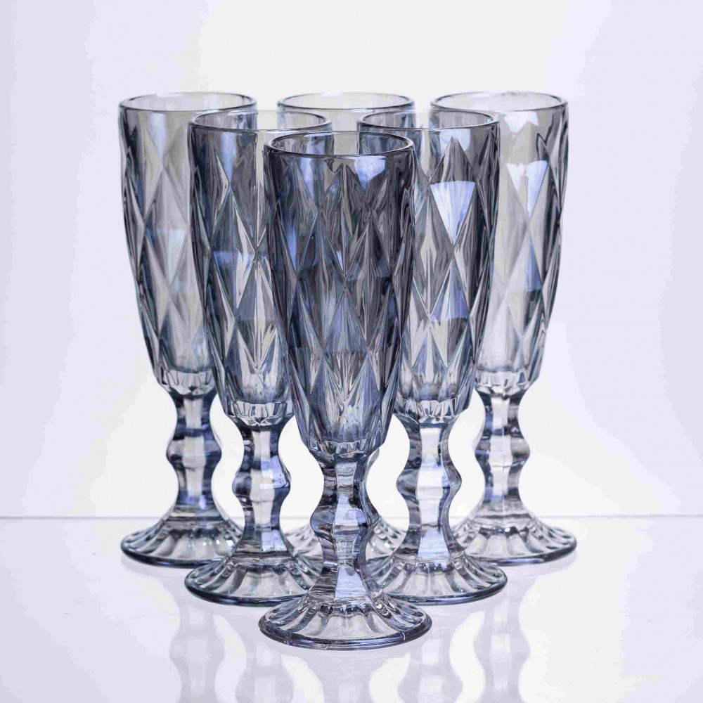 Набор бокалов для шампанского Diamond Blue 6 штук по 180 мл HP-19-274 прозрачный бокал для напитков лимонадов газалки