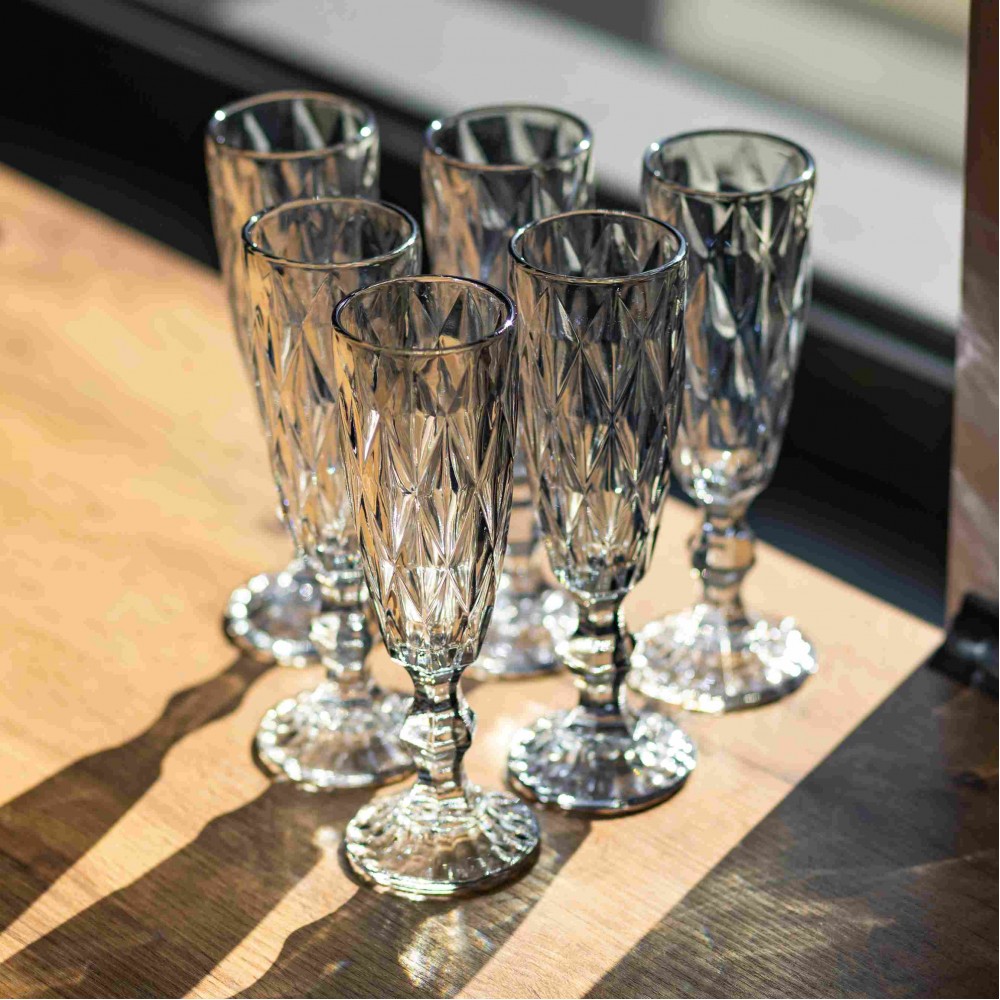 Набор бокалов для шампанского Diamond Blue 6 штук по 180 мл HP-19-274 прозрачный бокал для напитков лимонадов газалки