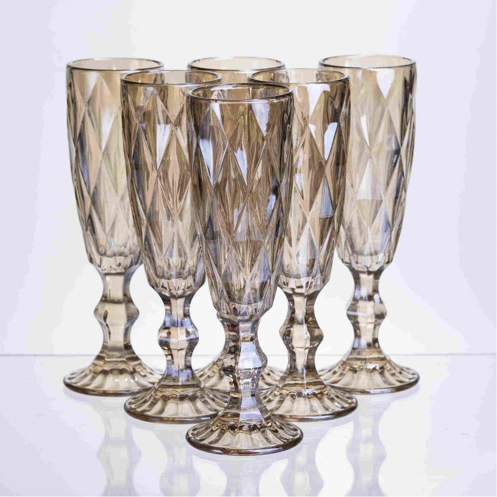 Набор бокалов для шампанского Citrine 6 штук по 180 мл HP-19-280 прозрачный бокал для напитков игристых вин легких коктейлей