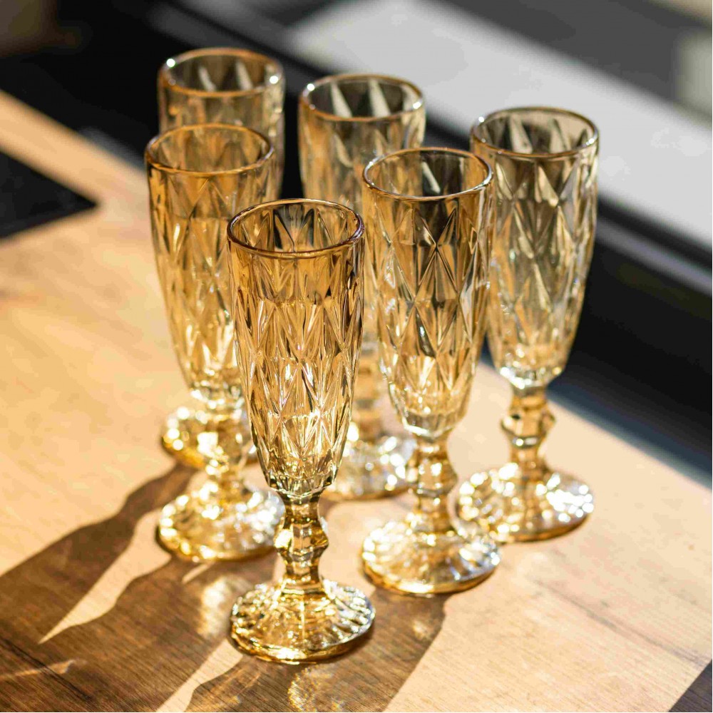 Набор бокалов для шампанского Citrine 6 штук по 180 мл HP-19-280 прозрачный бокал для напитков игристых вин легких коктейлей