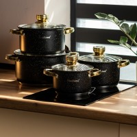 Набор кастрюль из нержавеющей стали 4 шт 6,1/3,9/2,8/2,1 л черный