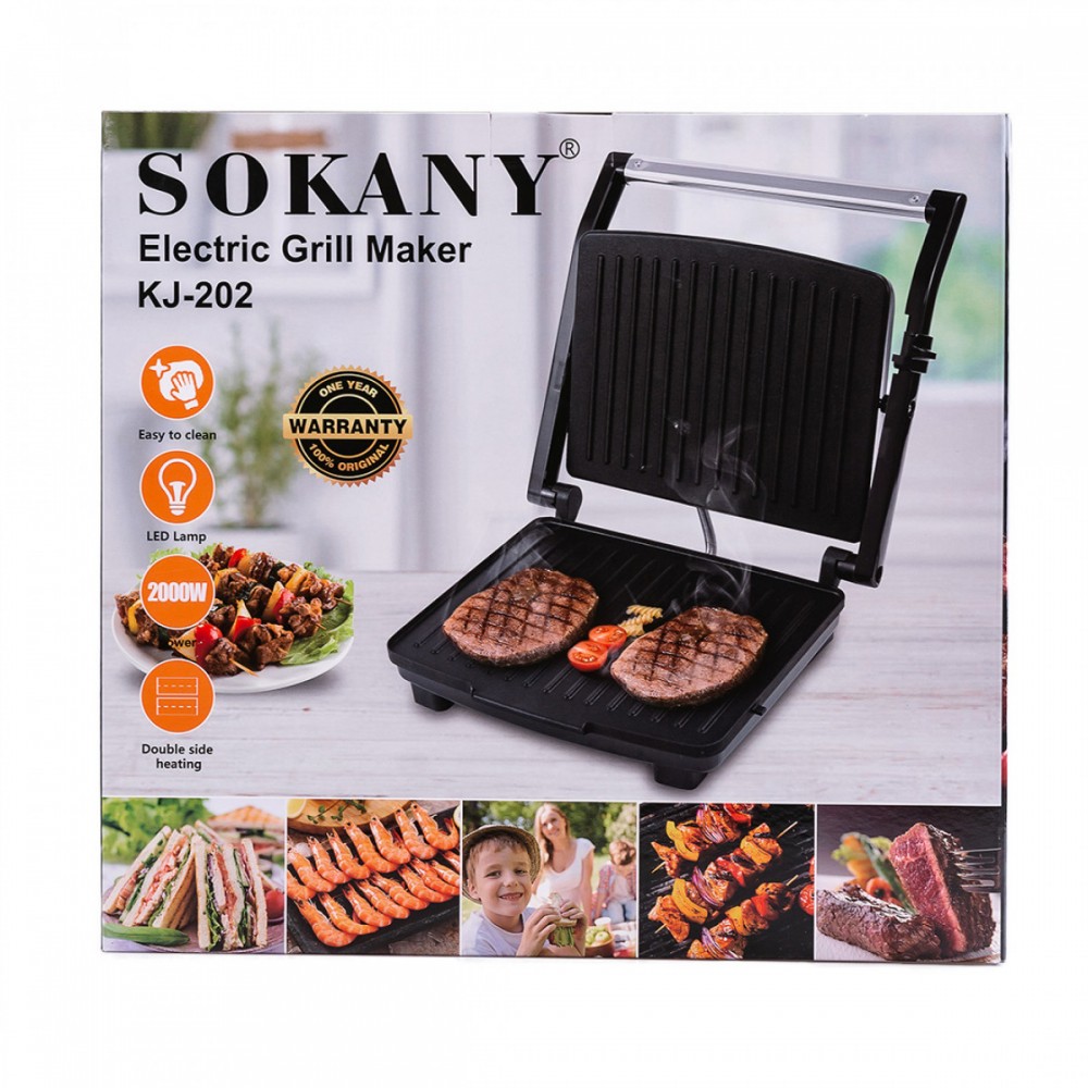 Гриль контактный Sokany KJ202SS 2000 Вт