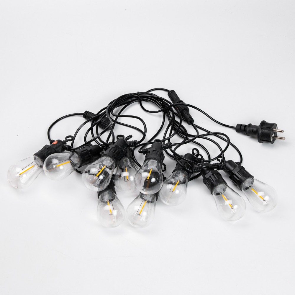Гірлянда вулична у стилі ретро світлодіодна жовта S14 на 10 LED ламп завдовжки 5 метрів