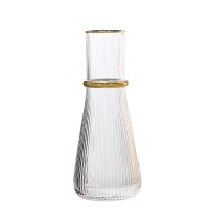 Стеклянный графин для воды, 1 литр, с золотым ободком