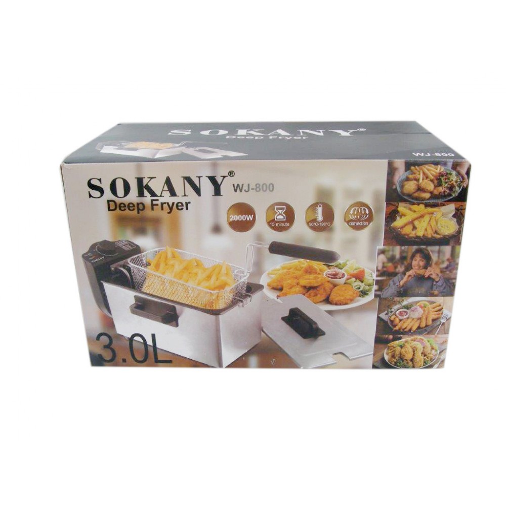 Фритюрниця професійна Sokany WJ800 на 3.5 літра, 2000 Вт, 2000 Вт