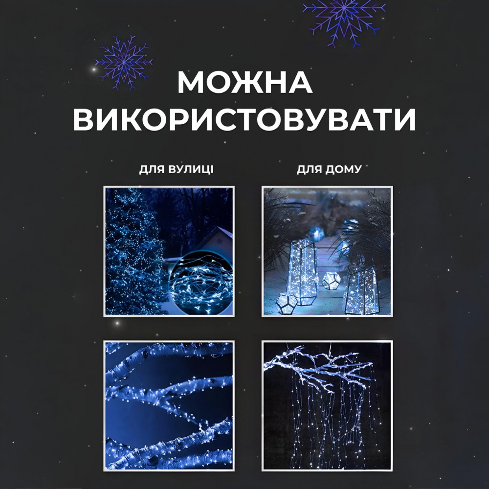 Гирлянда роса на пульте 50 метров на 500 led светодиодов капля белый провод синяя