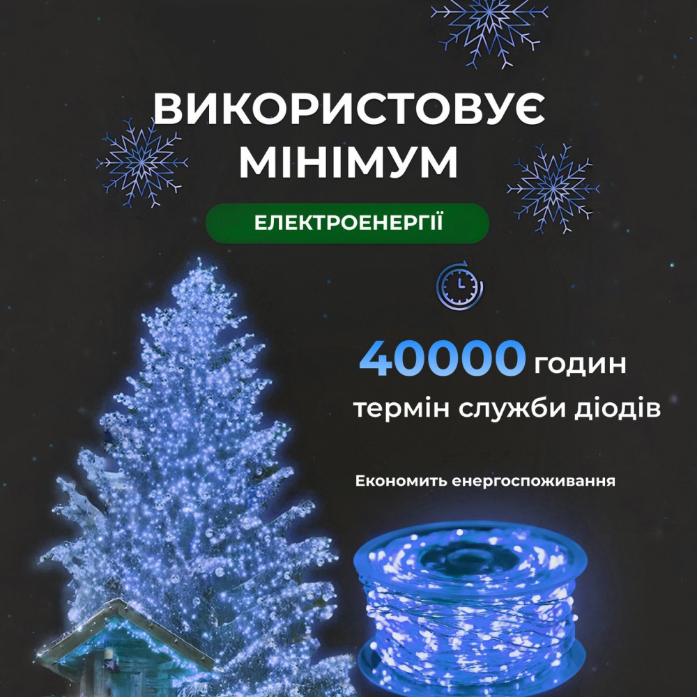 Гирлянда роса на пульте 50 метров на 500 led светодиодов капля белый провод синяя
