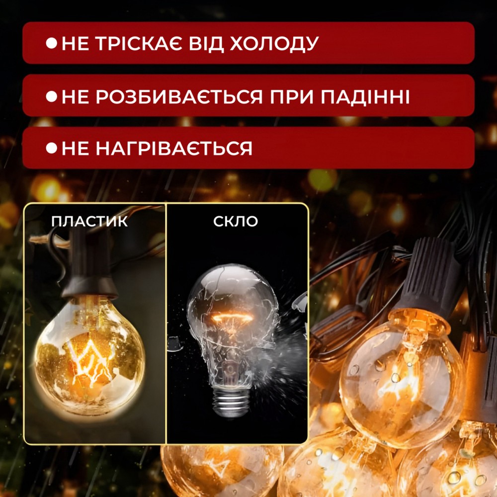 Ретро гирлянда уличная 75 лампочек 22.5 метров желтая
