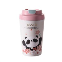 Термокружка Panda с керамической колбой 380 мл Розовая