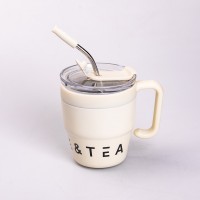 Термокружка Coffee & Tea с трубочкой бежевая