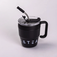Термокружка Coffee & Tea с трубочкой черная
