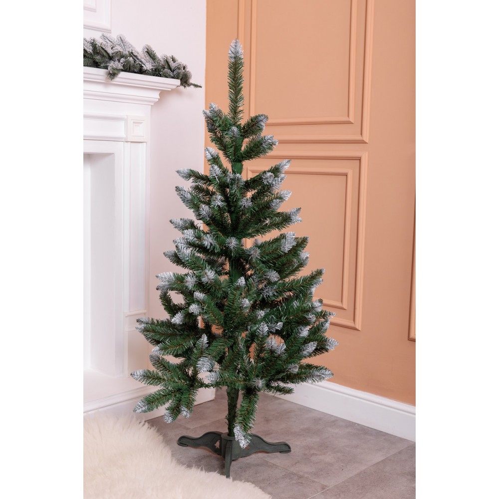 Елка искусственная сосна 130 см зеленая с белыми кончиками