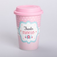 Склянка керамічна 420 (мл) з силіконовою кришкою Thanks momo