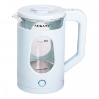 Электрочайник бытовой 2.3 л Sokany дисковый с автоотключением