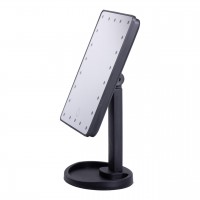 Настольное зеркало с подсветкой 22 LED для макияжа 21х16 см прямоугольное на ножке USB Черное