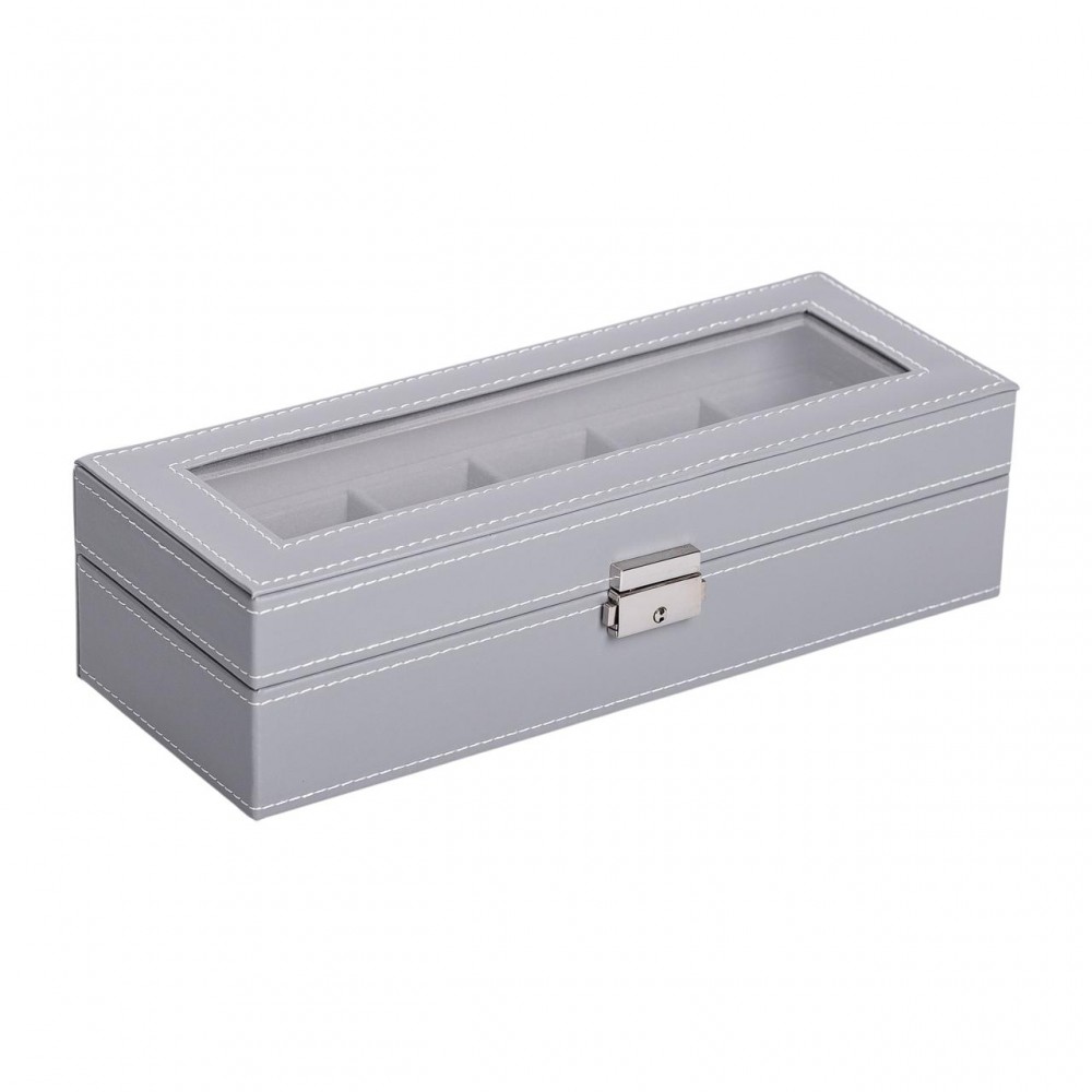 Шкатулка для наручных часов 30×11×8 см из эко кожи на 6 отсеков HP-5-3