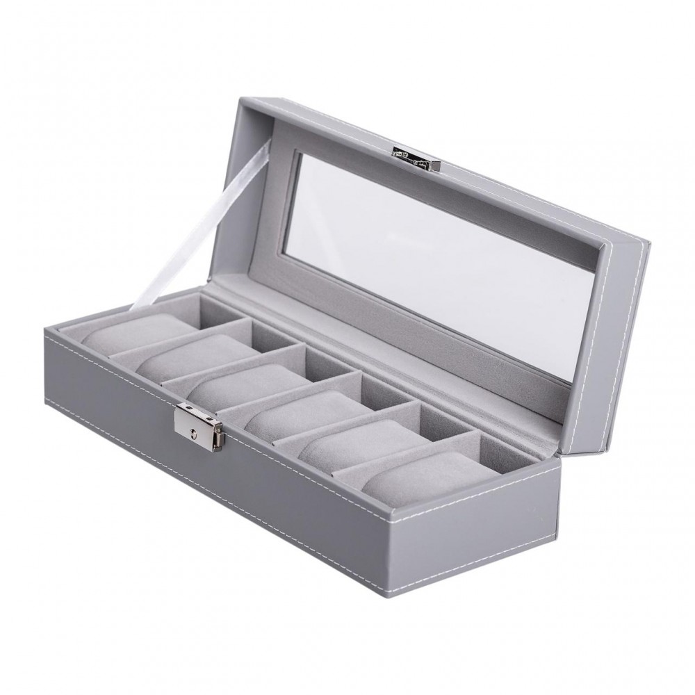 Шкатулка для наручных часов 30×11×8 см из эко кожи на 6 отсеков HP-5-3