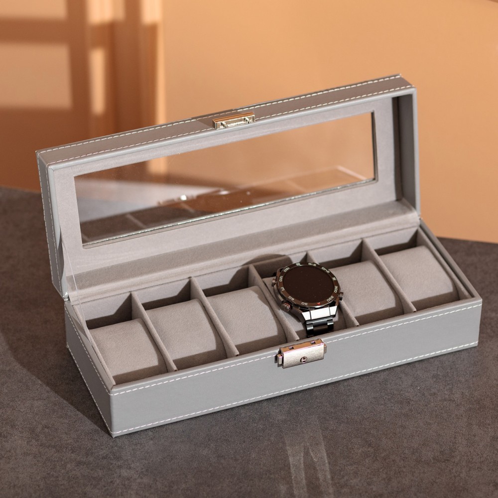Шкатулка для наручных часов 30×11×8 см из эко кожи на 6 отсеков HP-5-3