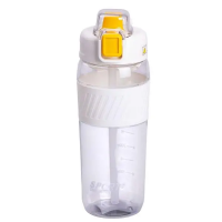 Пляшка для води 600 мл пляшка в школу для тренувань із трубочкою та ручкою 22 см Біла