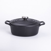 Гусятница чугунная с крышкой на 3 литра Ø22 см Черная