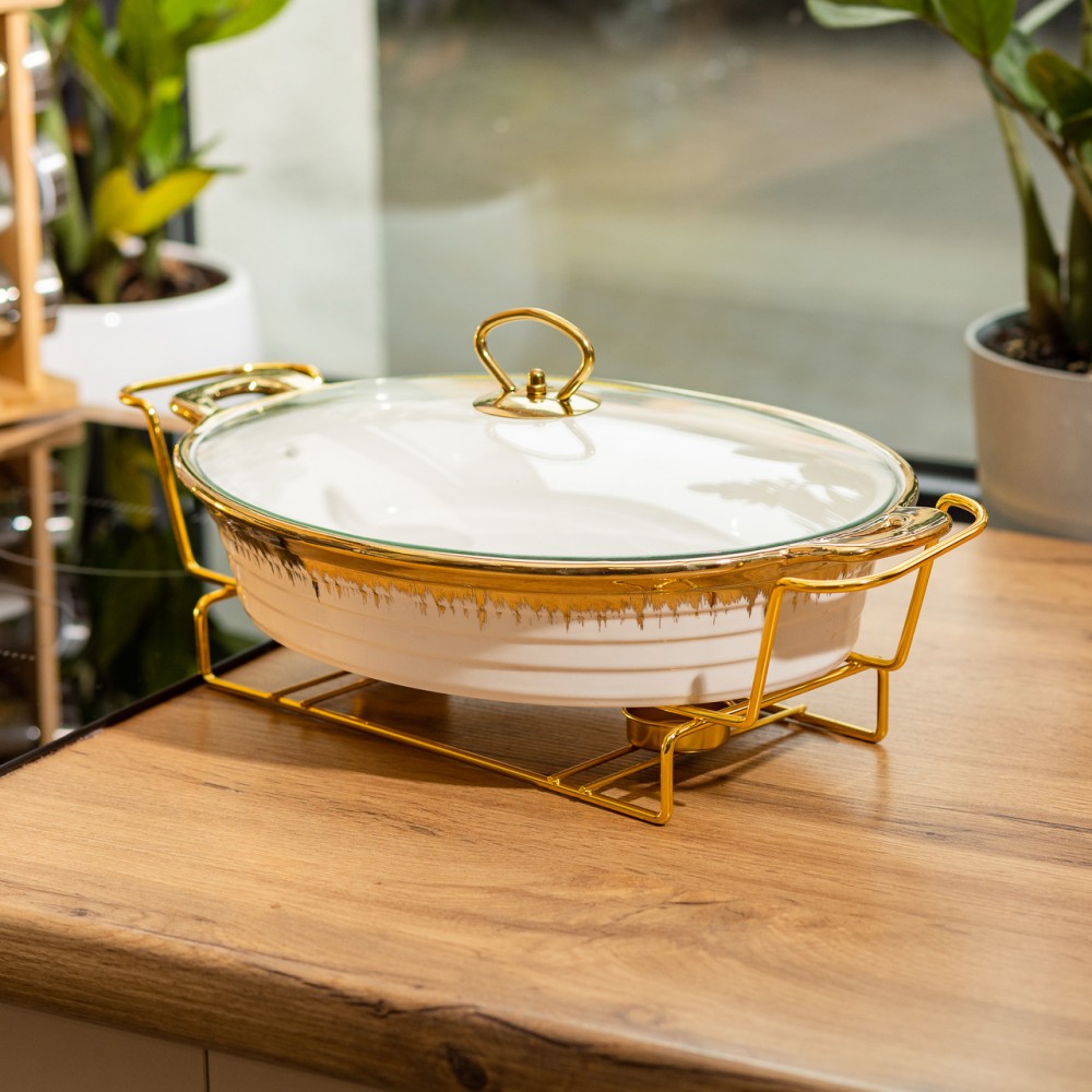 Настільна мармітниця 41х25х15.5 см марміт порцелянаовий для других страв 2 л HP1027