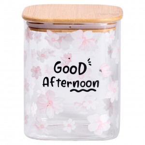 Банка для сипучих продуктів з бамбуковою кришкою 900 мл ємність для сипучих скло HP-34-24