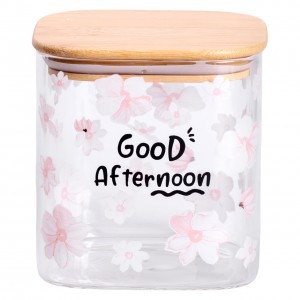 Банка для сипучих продуктів з бамбуковою кришкою 800 мл ємність для сипучих скло HP-34-25