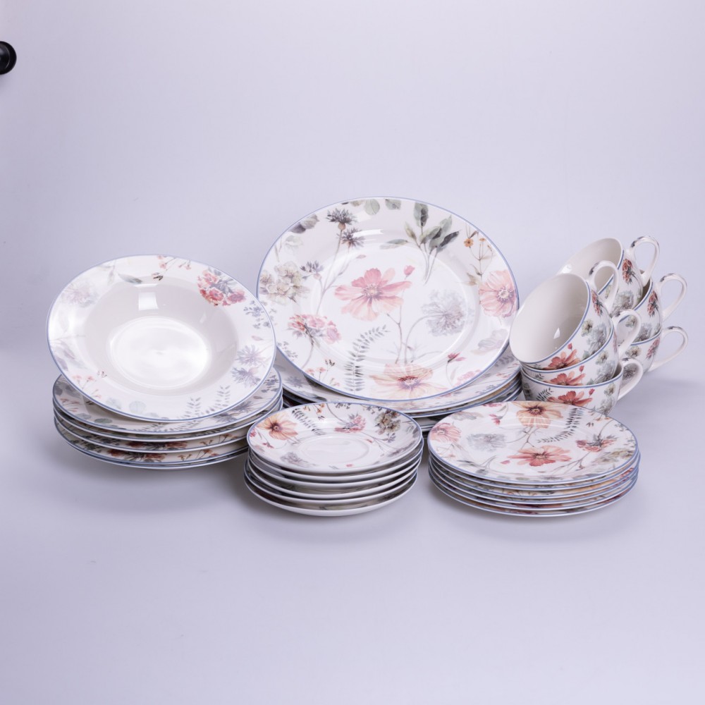 Столовий сервіз з порцеляни Fleur на 6 осіб 30 предметів HP-HK-5