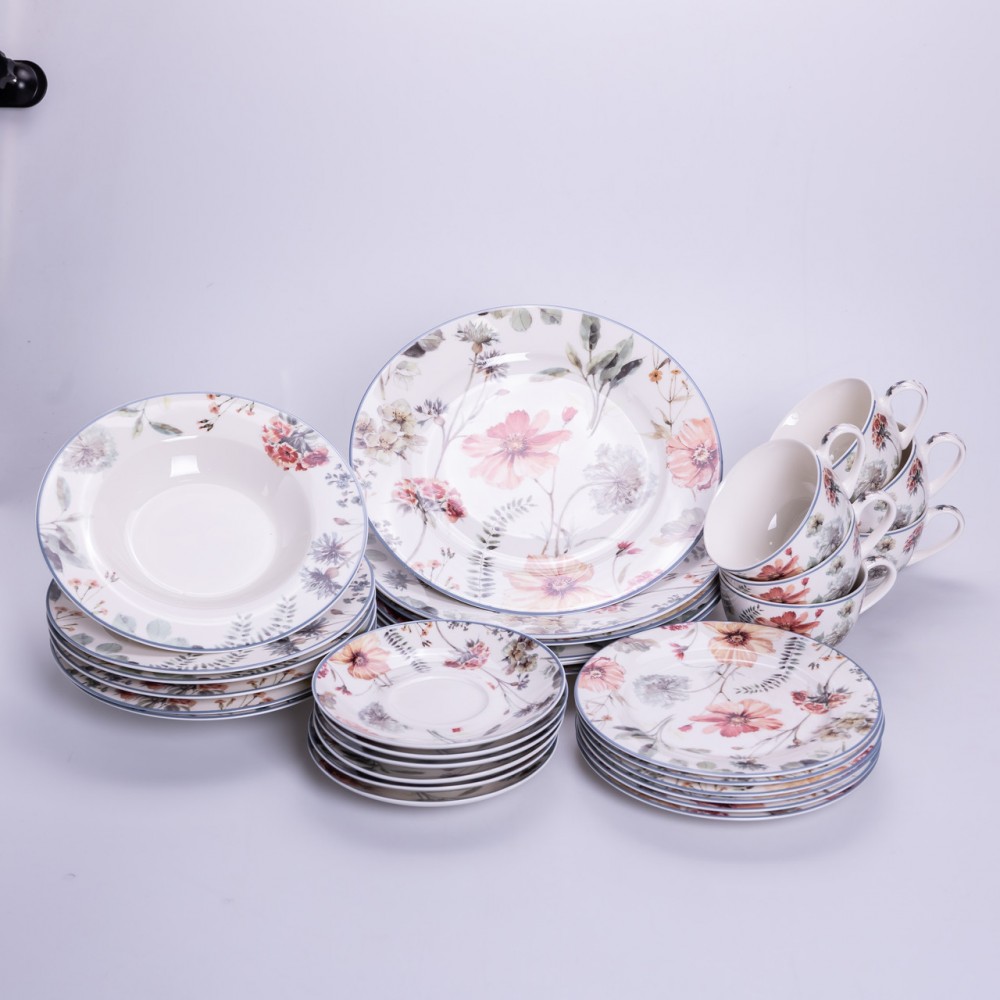 Столовий сервіз з порцеляни Fleur на 6 осіб 30 предметів HP-HK-5