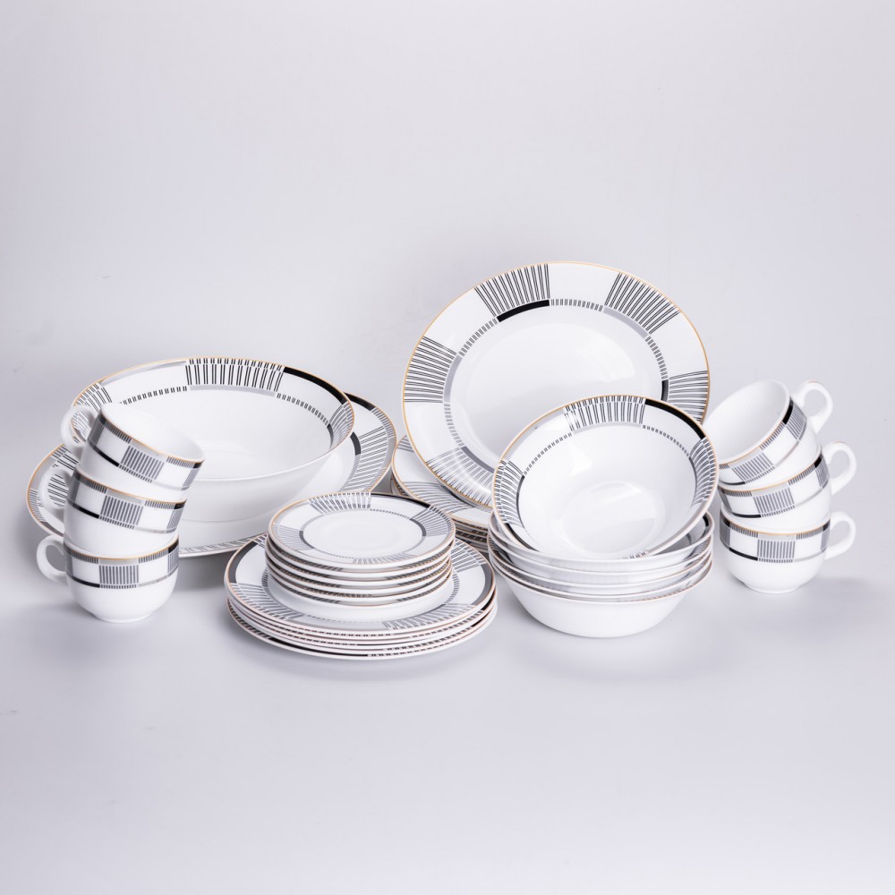 Столовий сервіз з порцеляни Geometry на 6 осіб 32 предмети HP-HK-6