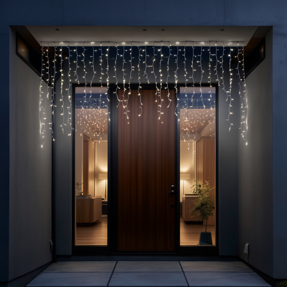 Новогодняя гирлянда уличная Бахрома 6 м 105 LED белый провод Белый 6МWW