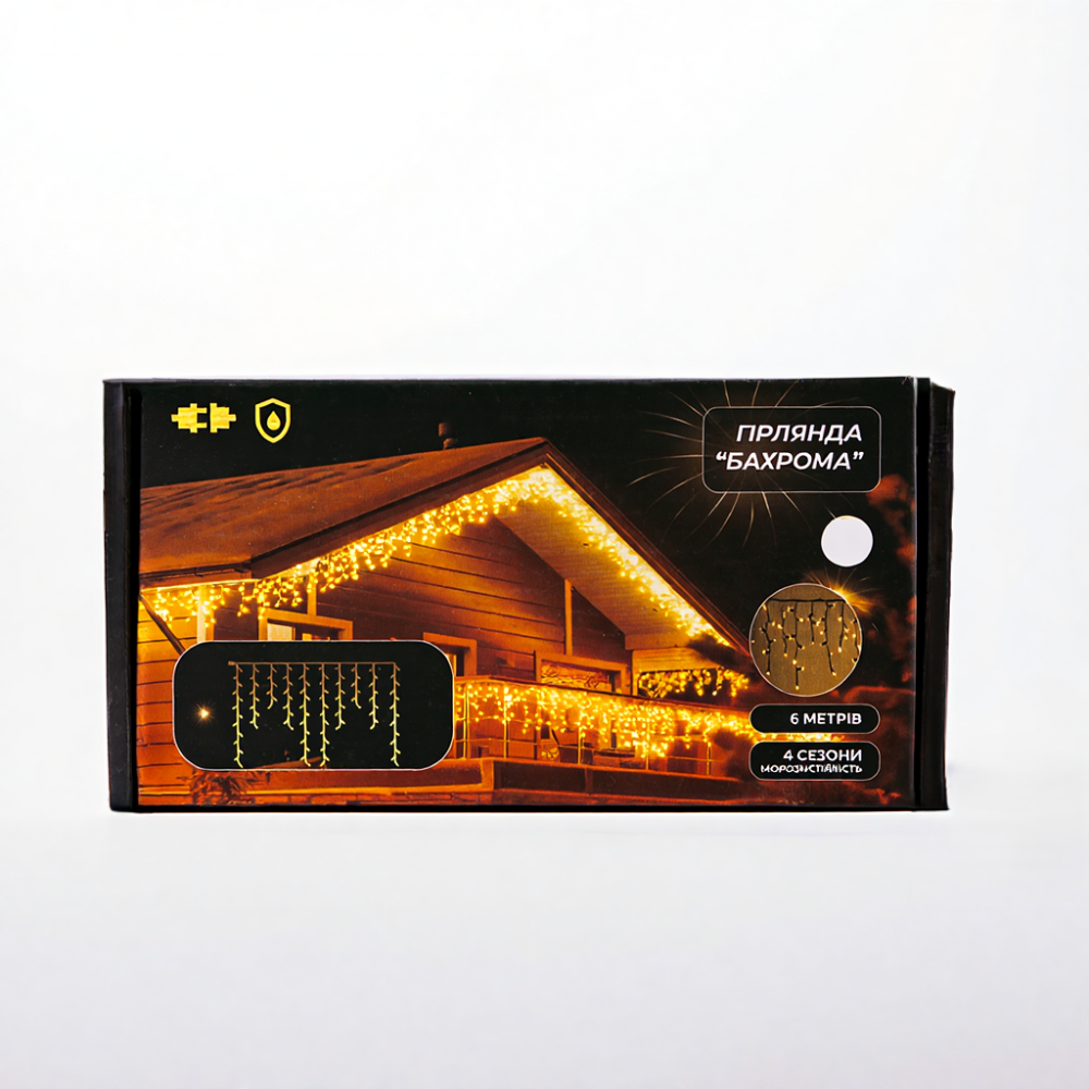 Новогодняя гирлянда уличная Бахрома 6 м 105 LED белый провод Белый 6МWW