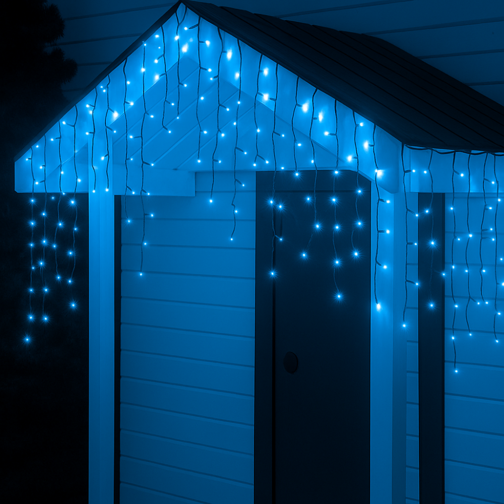 Новорічна гірлянда вулична Бахрома 6 м 105 LED білий провід Синій 6МWBL