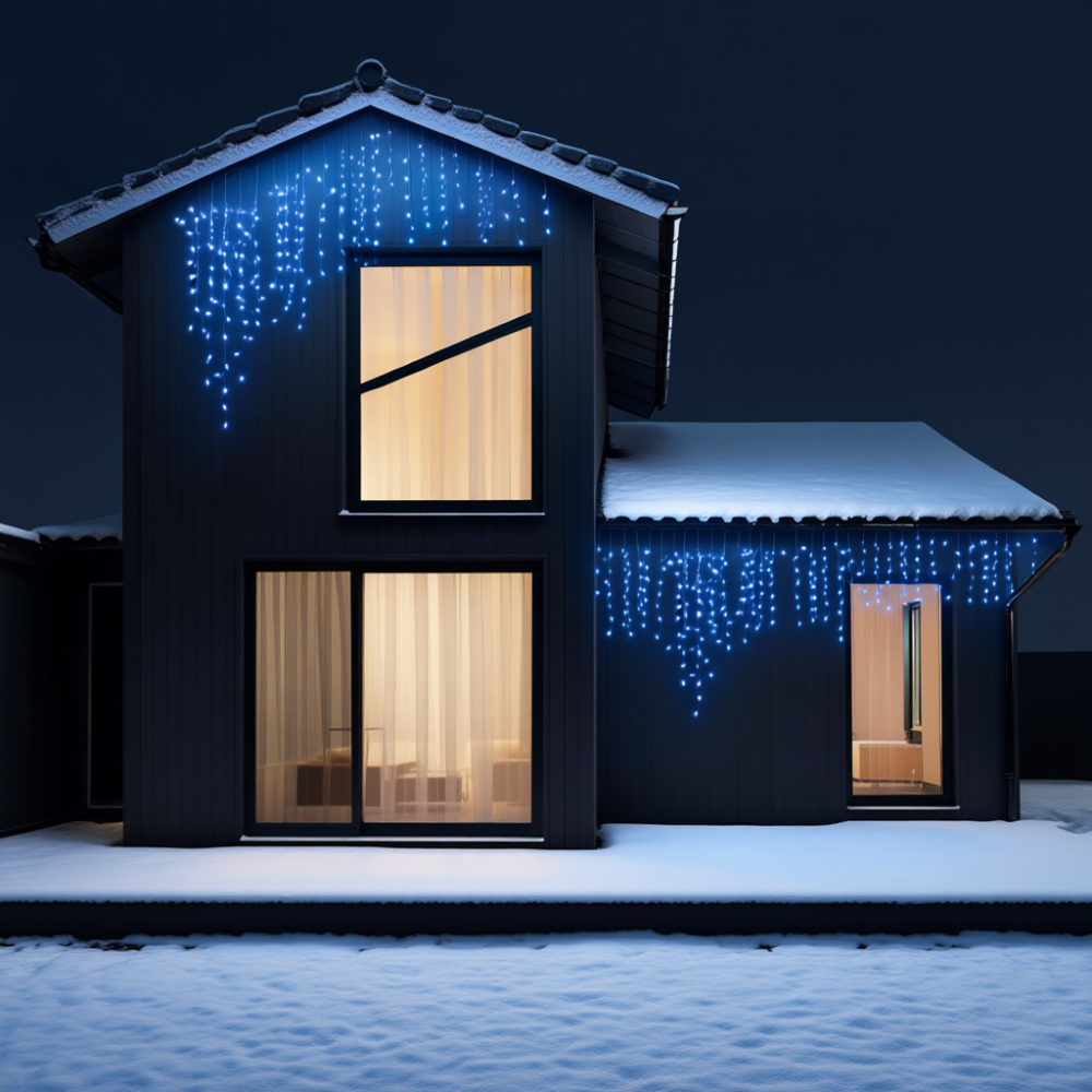 Новорічна гірлянда вулична Бахрома 6 м 105 LED білий провід Синій 6МWBL