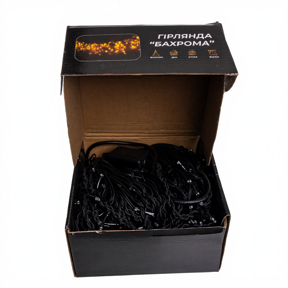 Вулична гірлянда Бахрома 25 м 405 LED чорний провід Синій 25MBBL