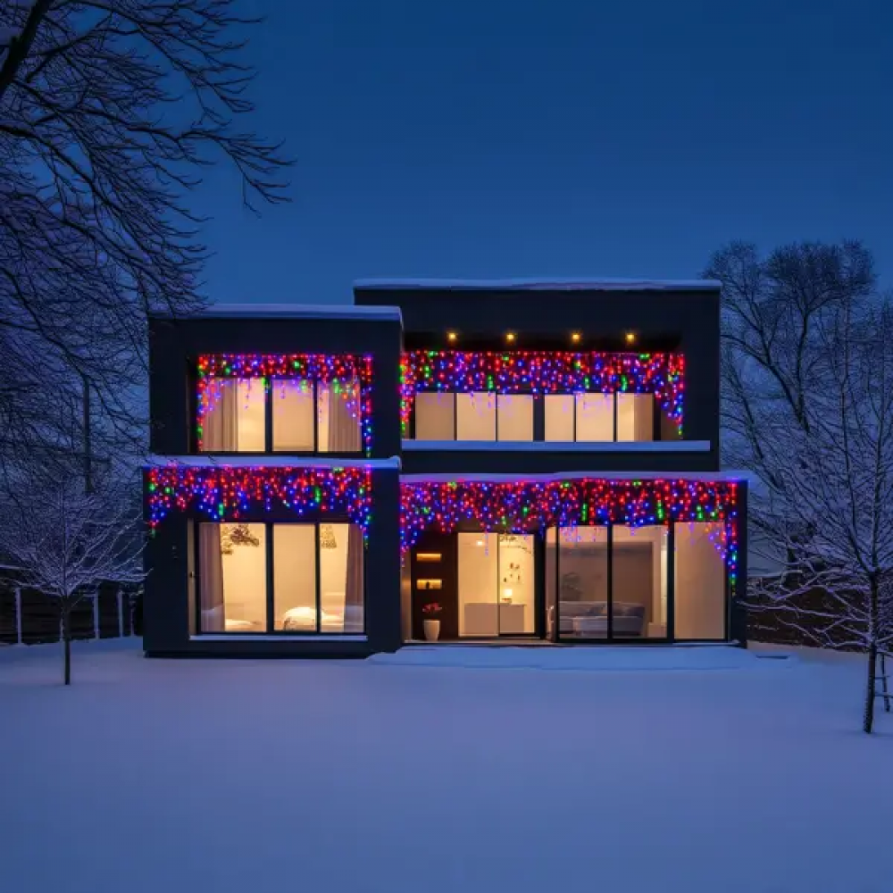 Вулична гірлянда Бахрома 50 м 840 LED чорний провід Мультиколор 50MBML