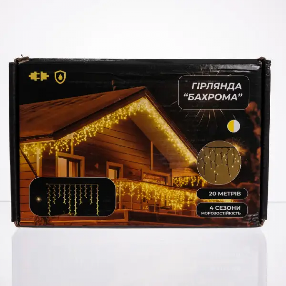 Вулична гірлянда Бахрома 20 м 335 LED чорний провід Жовтий 20MBY