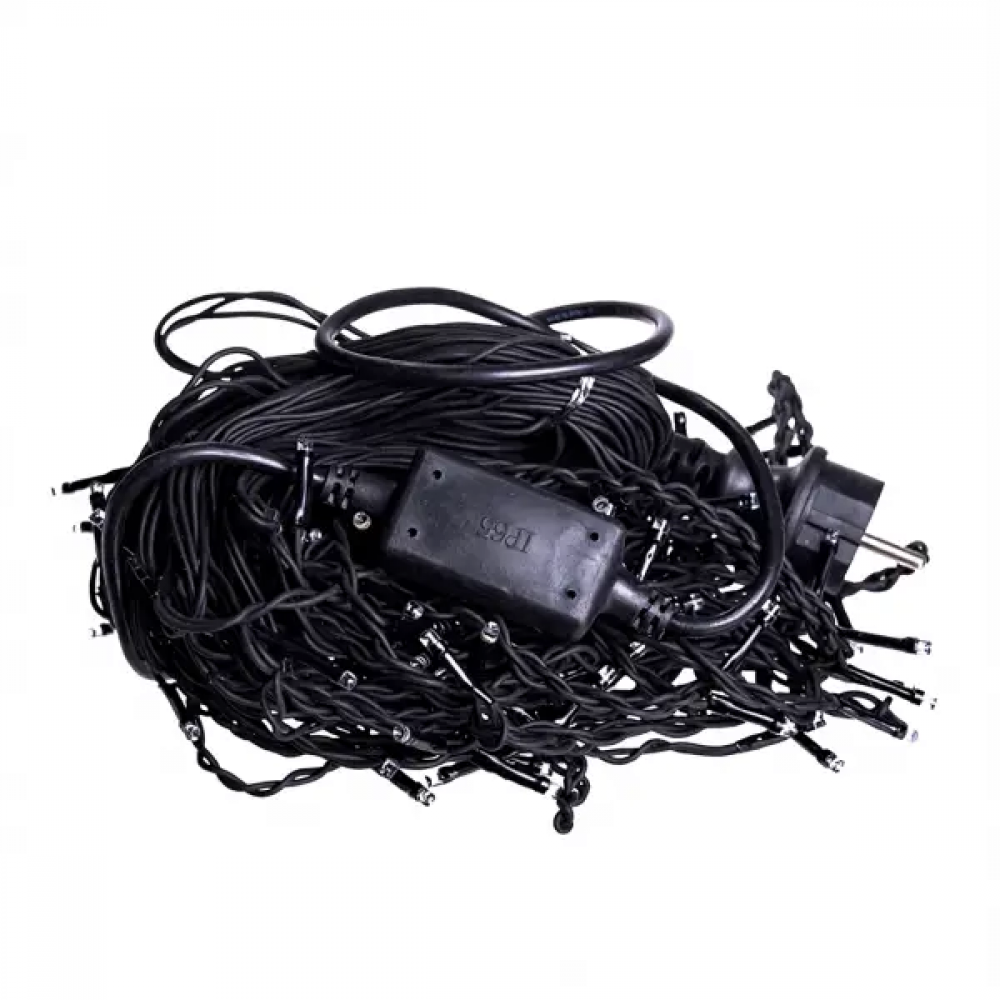 Вулична гірлянда бахрома 12 м 200 led чорний провід Синій 12MBBL