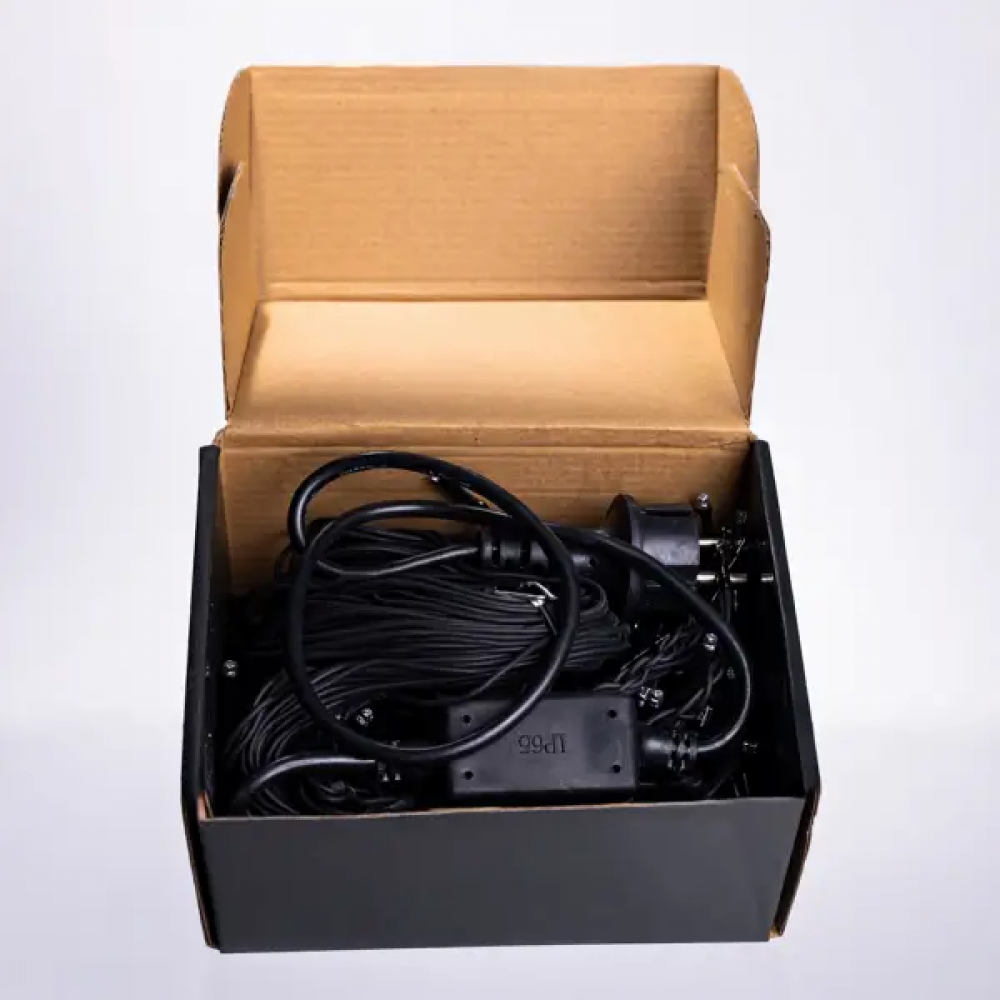 Вулична гірлянда бахрома 12 м 200 led чорний провід Синій 12MBBL