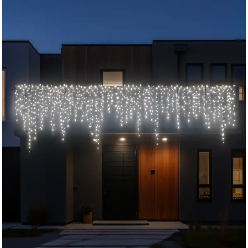 Вулична гірлянда Бахрома 25 м 405 LED чорний провід Білий 25MBW