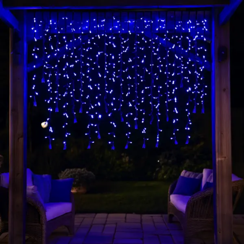 Уличная гирлянда Бахрома 20 м 335 LED гирлянда штора черный провод Синий 20MBBL