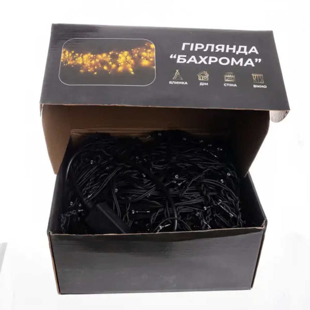 Вулична гірлянда Бахрома 50 м 840 LED чорний провід Синій 50MBBL