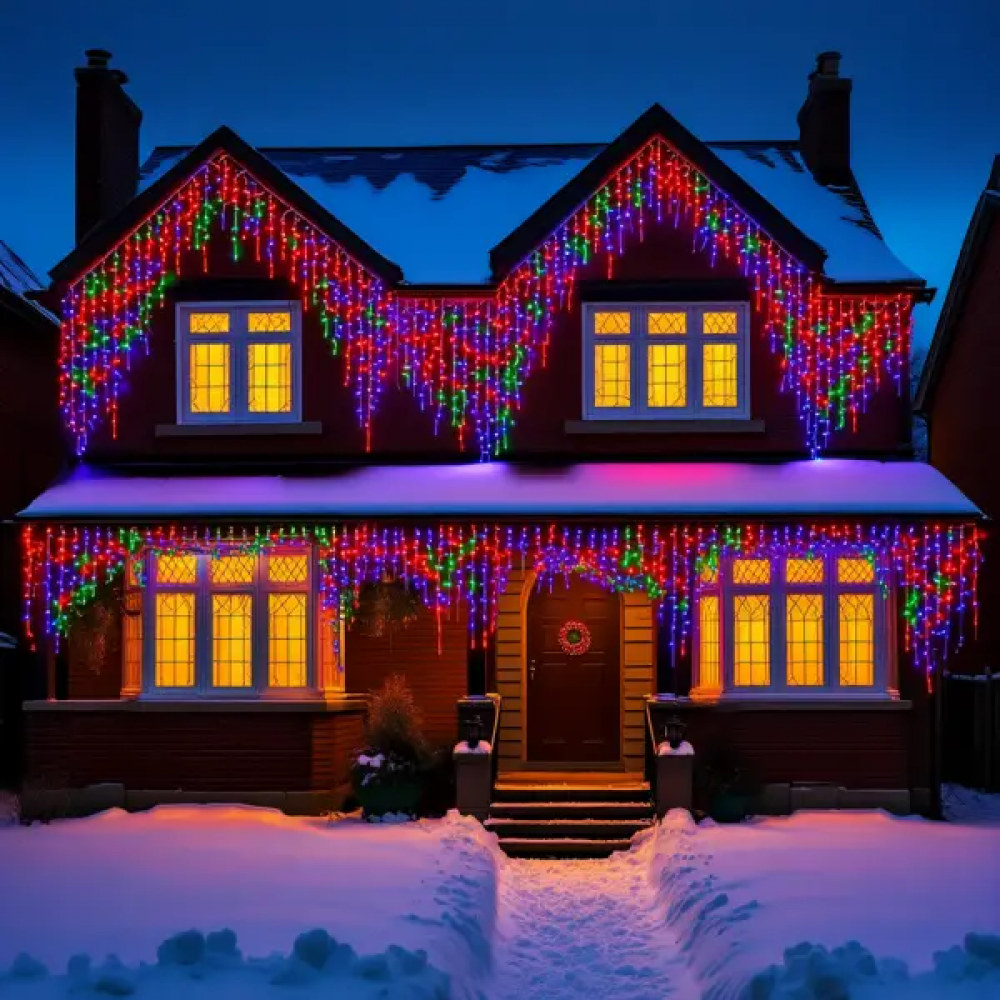 Уличная гирлянда Бахрома 20 м 335 LED белый провод Мультиколор 20MWML