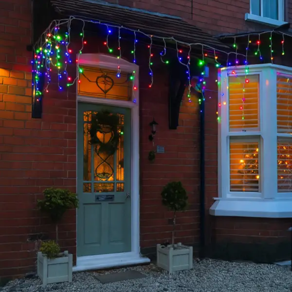 Вулична гірлянда Бахрома 12 м 200 LED білий провід Мультиколор 12MWML