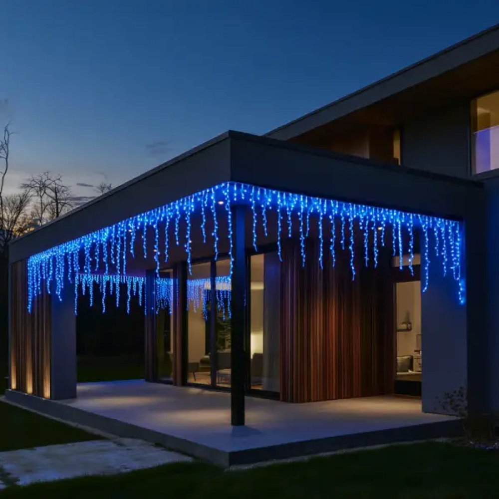 Уличная гирлянда Бахрома 25 м 405 LED гирлянда штора белый провод Синий 25MWBL