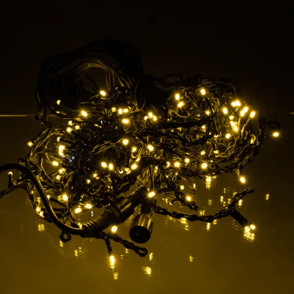 Вулична гірлянда бахрома 12 м 200 led чорний провід чорний провід Жовтий 12MBY