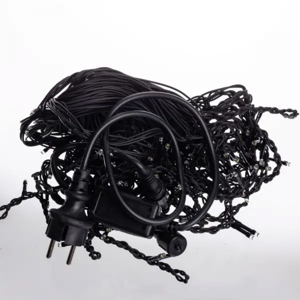 Вулична гірлянда бахрома 12 м 200 led чорний провід чорний провід Жовтий 12MBY