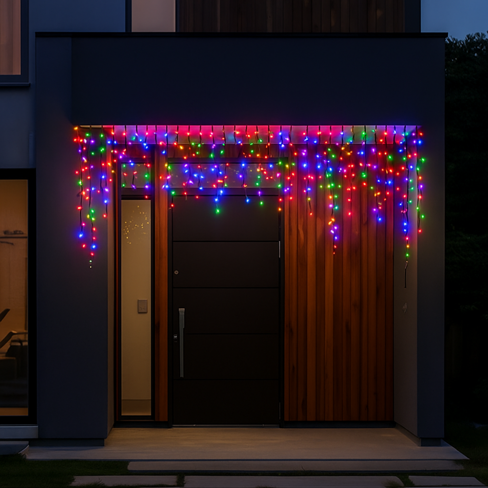 Новорічна гірлянда вулична Бахрома 6 м 105 LED чорний провід Мультиколор 6МBML