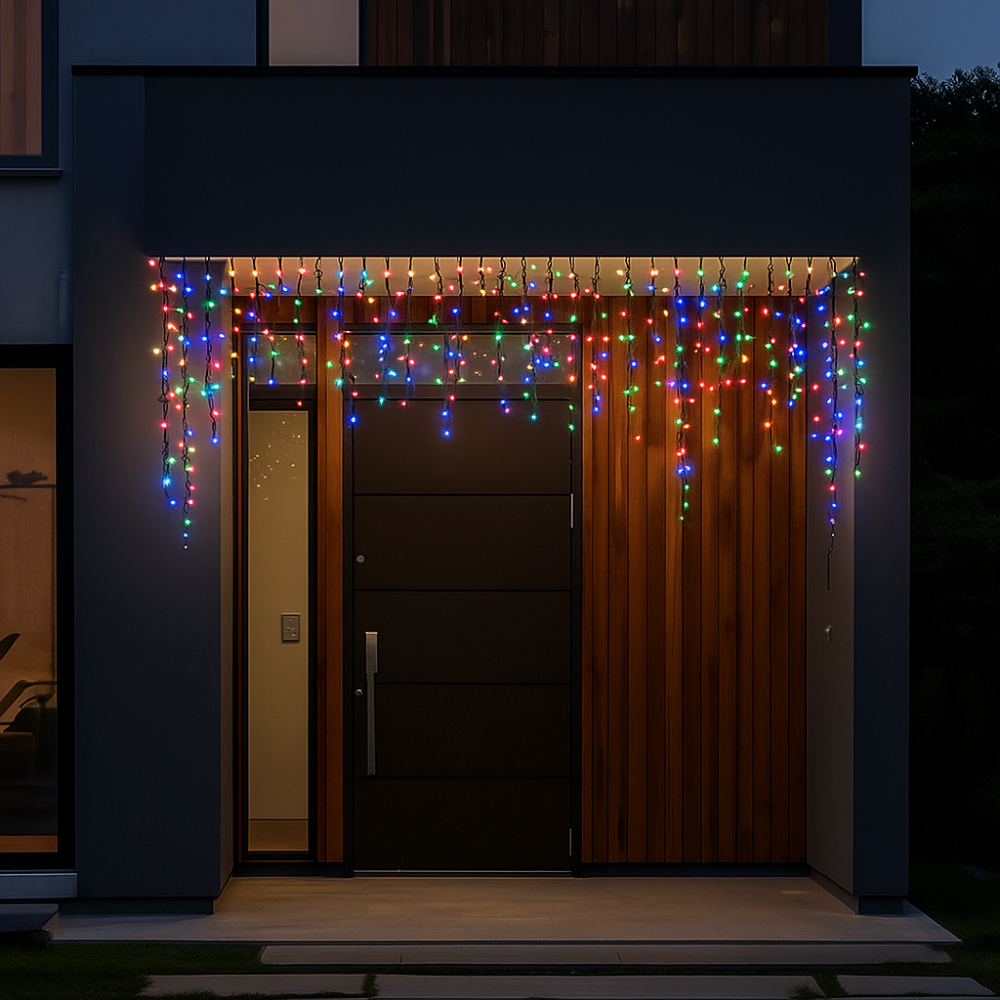 Новорічна гірлянда вулична Бахрома 6 м 105 LED чорний провід Мультиколор 6МBML