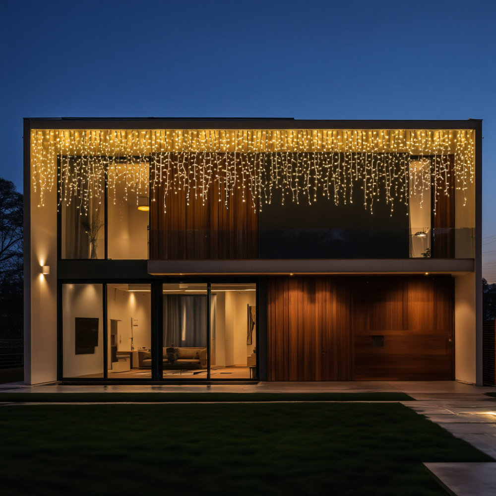 Новорічна гірлянда вулична Бахрома 36 м 600 LED чорний провід Жовтий 36МBY